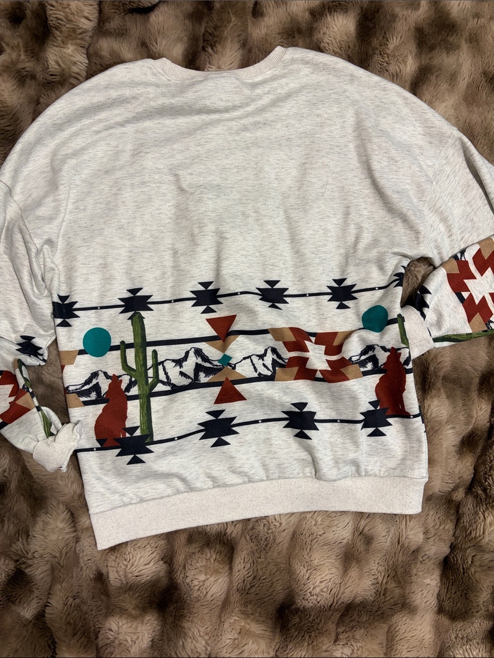 Cream Southwestern Graphic Crewneck Sweater - Picture 3 of 3